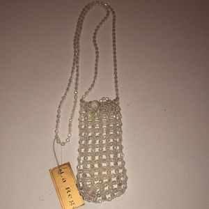 La Regale Beaded crossbody holds cellphone or tissue holder, great for bride